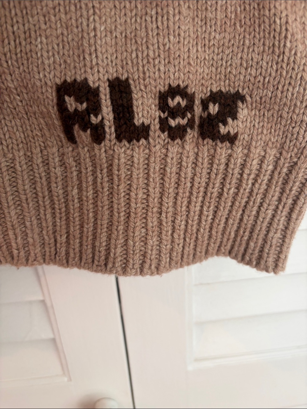 Ralph Lauren Embroidered Village Scene Knit Sweater - Beige, Burgundy - Picture 2 of 7